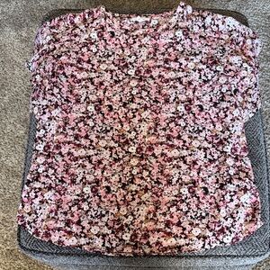 Maurices Pink Floral Ruffle Sleeved Blouse